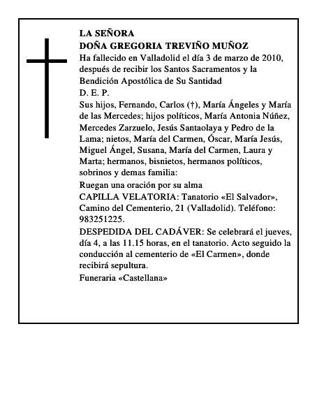 Doña Gregoria Treviño Muñoz