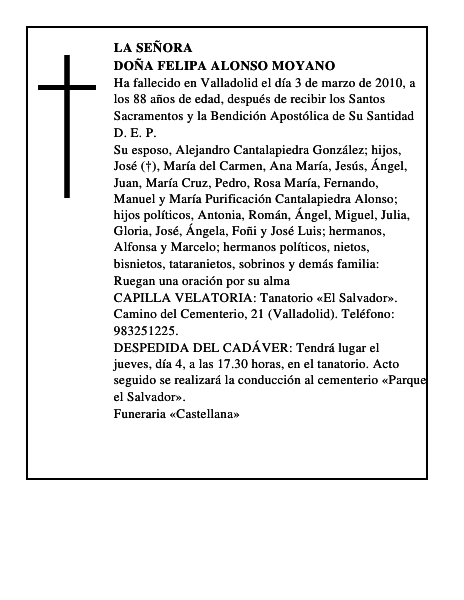 Doña Felipa Alonso Moyano