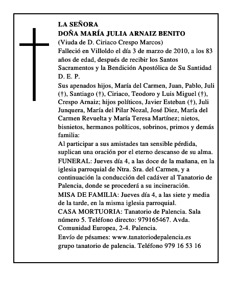 Doña María Julia Arnaiz Benito