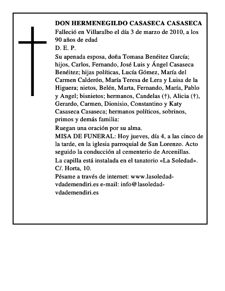 Don Hermenegildo Casaseca Casaseca