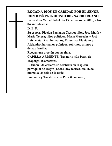 Don José Patrocinio Bernardo Ruano