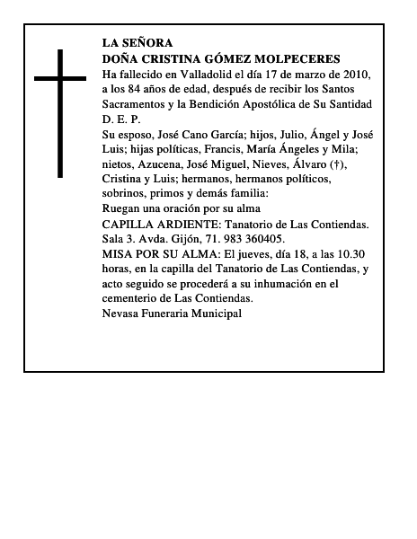 Doña Cristina Gómez Molpeceres