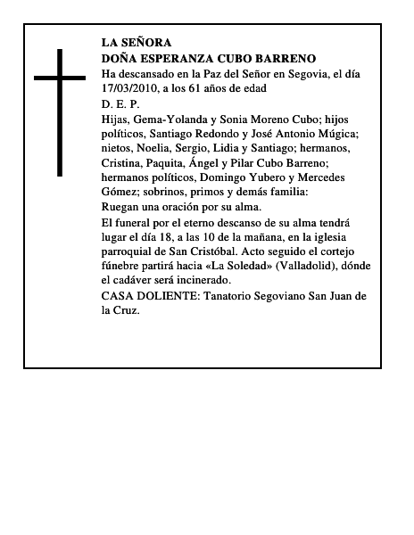 Doña Esperanza Cubo Barreno
