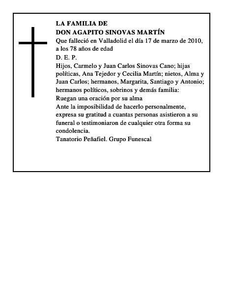 Don Agapito Sinovas Martín
