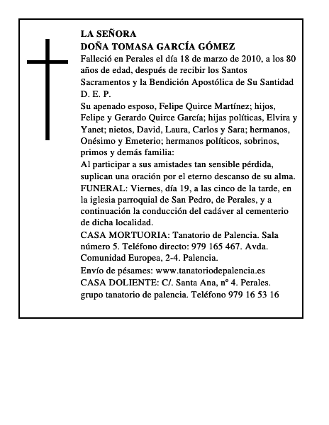 Doña Tomasa García Gómez