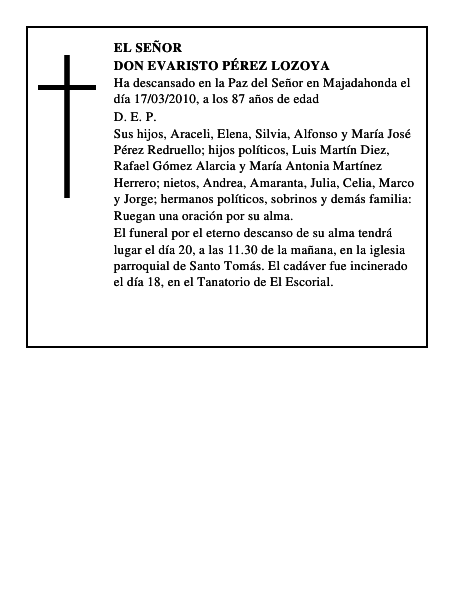 Don Evaristo Pérez Lozoya