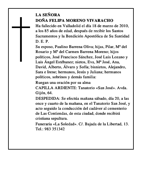 Doña Felipa Moreno Vivaracho