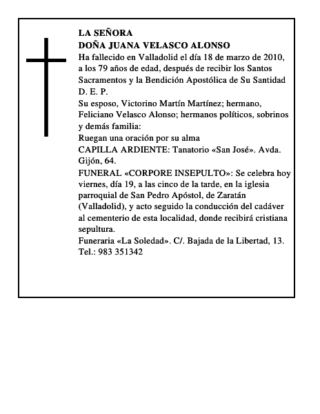 Doña Juana Velasco Alonso