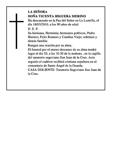 Doña Vicenta Higuera Merino