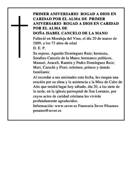 Doña Isabel Cancelo de la Mano
