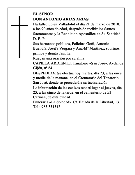 Don Antonio Arias Arias