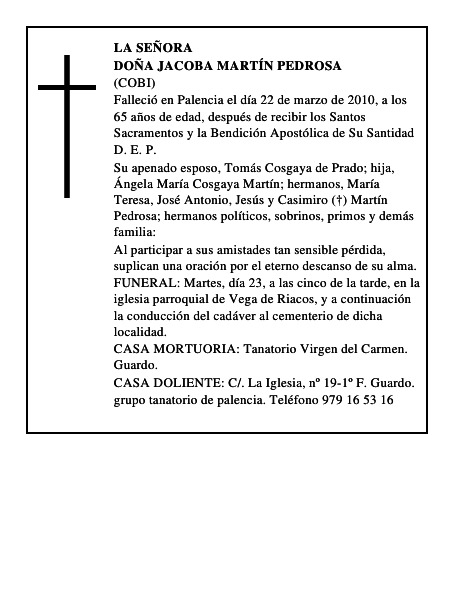 Doña Jacoba Martín Pedrosa