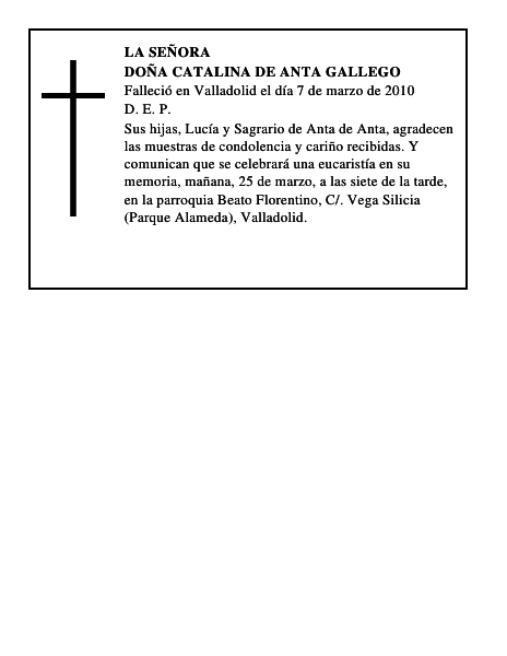 Doña Catalina de Anta Gallego
