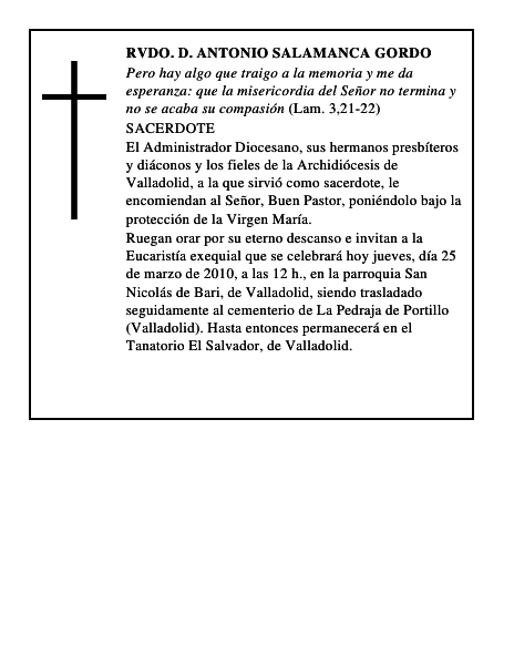 Rvdo. D. Antonio Salamanca Gordo