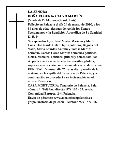 Doña Eugenia Calvo Martín