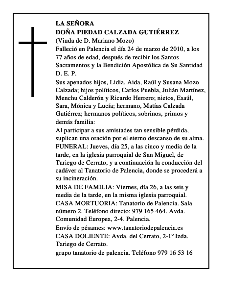 Doña Piedad Calzada Gutiérrez