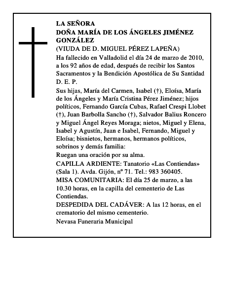 Doña María de los Ángeles Jiménez González