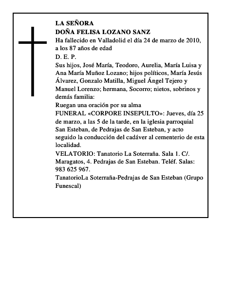 Doña Felisa Lozano Sanz