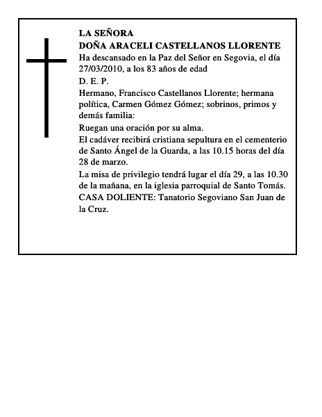 Doña Araceli Castellanos Llorente