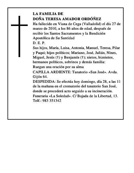 Doña Teresa Amador Ordóñez