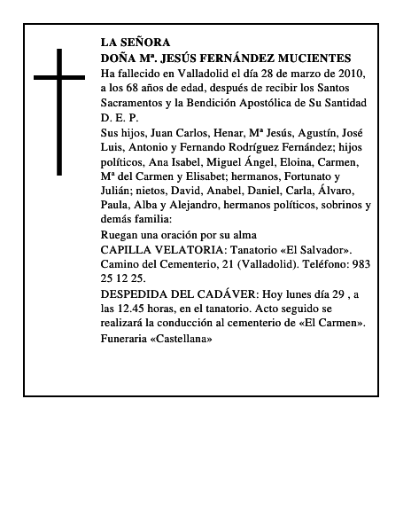 Doña Mª. Jesús Fernández Mucientes