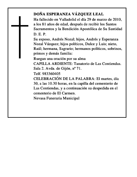 Doña Esperanza Vázquez Leal