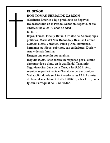 Don Tomás Urrialde Garzón