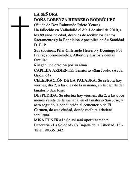 Doña Lorenza Herrero Rodríguez