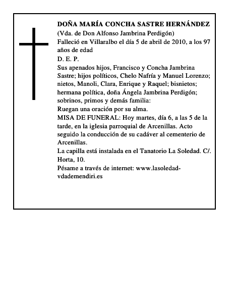 Doña María Concha Sastre Hernández