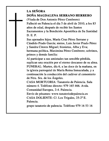 Doña Magdalena Serrano Herrero