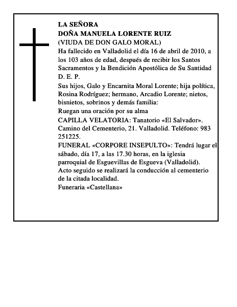 Doña Manuela Lorente Ruiz
