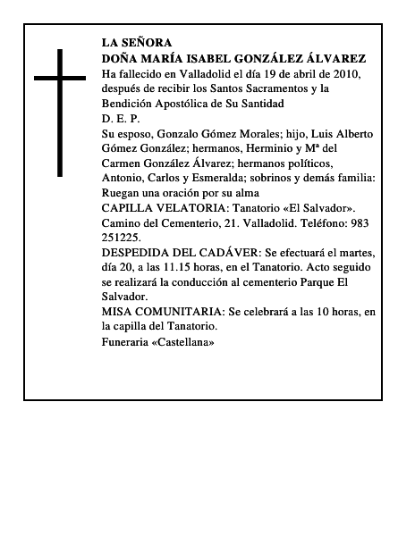 Doña María Isabel González Álvarez