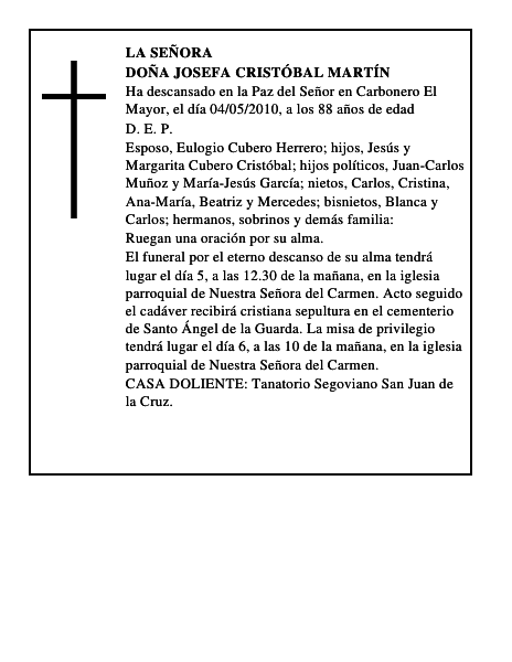 Doña Josefa Cristóbal Martín