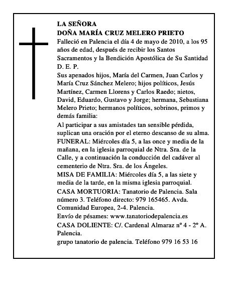 Doña María Cruz Melero Prieto