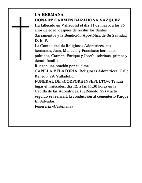 Doña Mª Carmen Barahona Vázquez