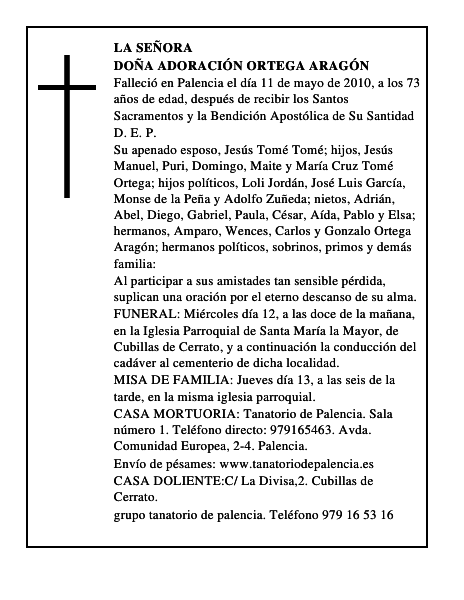 Doña Adoración Ortega Aragón