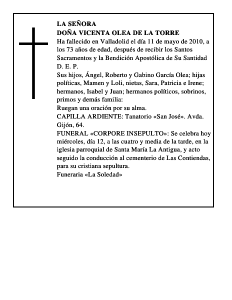 Doña Vicenta Olea de la Torre