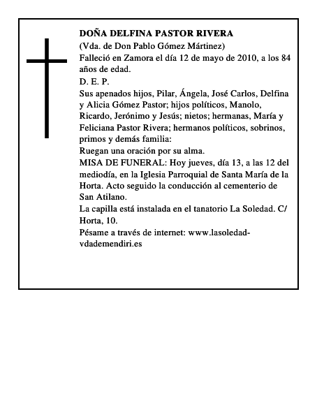 Doña Delfina Pastor Rivera