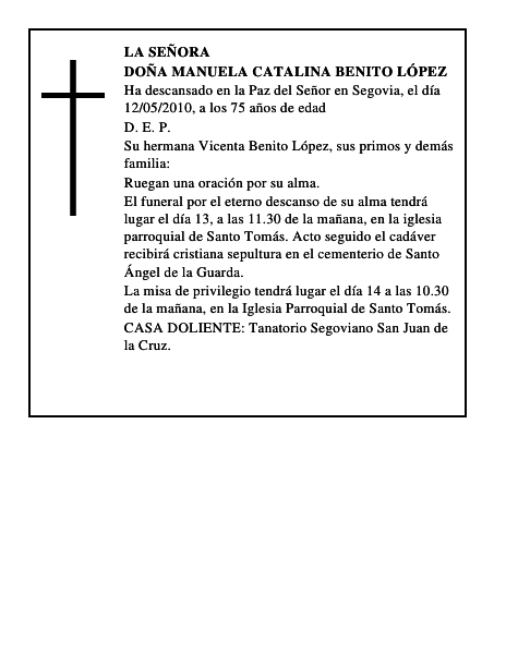 Doña Manuela Catalina Benito López
