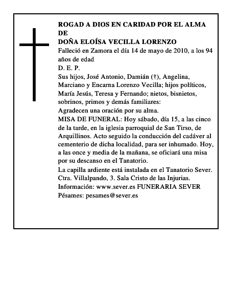 Doña Eloísa Vecilla Lorenzo