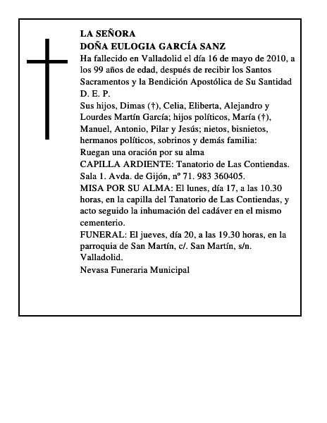 Doña Eulogia García Sanz