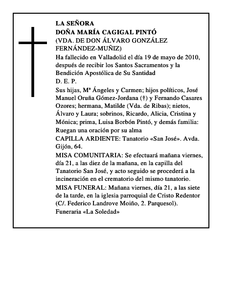 Doña María Cagigal Pintó