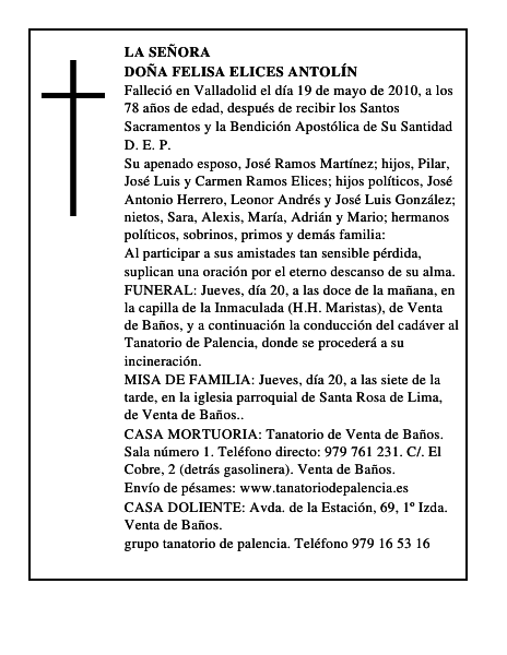 Doña Felisa Elices Antolín