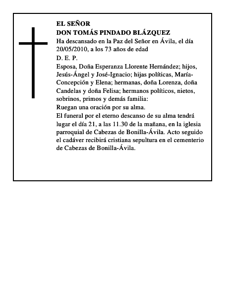 Don Tomás Pindado Blázquez
