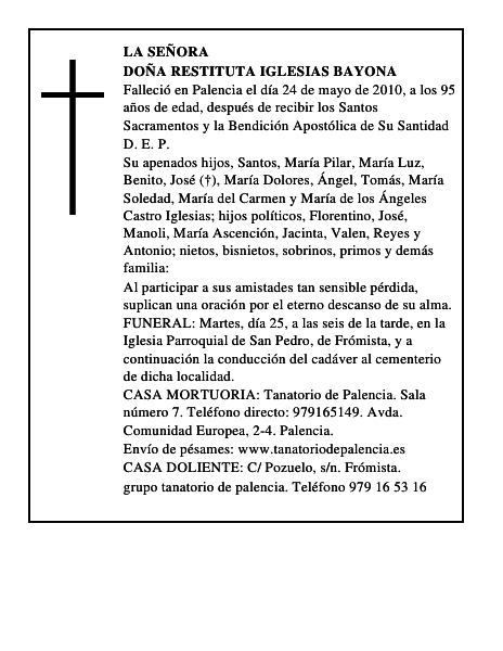 Doña Restituta Iglesias Bayona