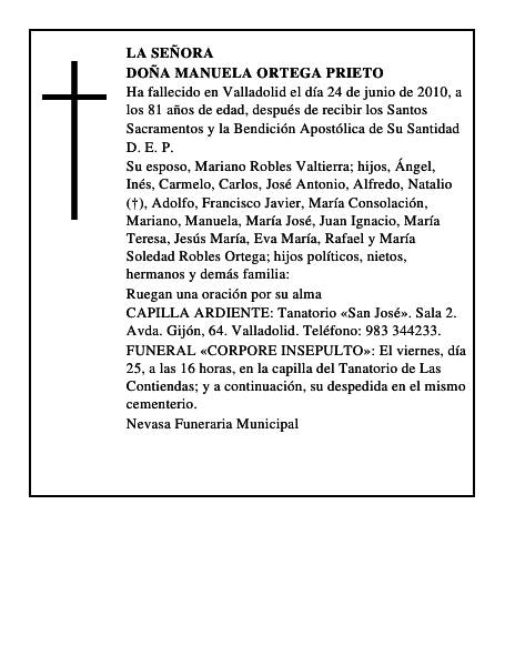 Doña Manuela Ortega Prieto