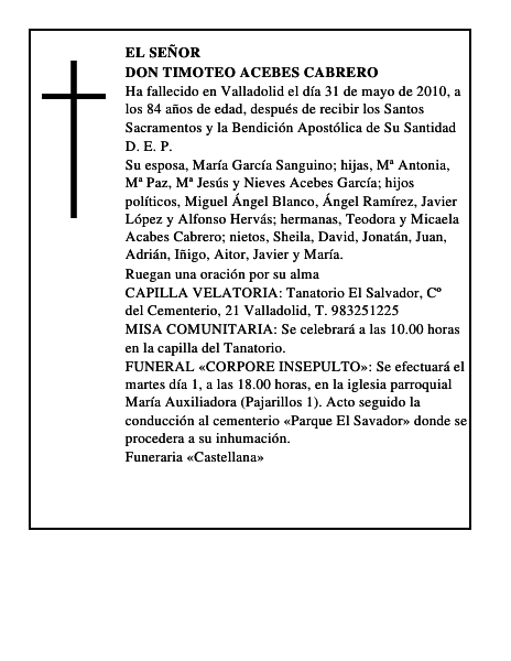 Don Timoteo Acebes Cabrero