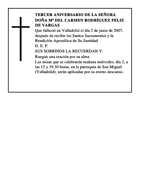 Doña Mª del Carmen Rodríguez Feliz de Vargas