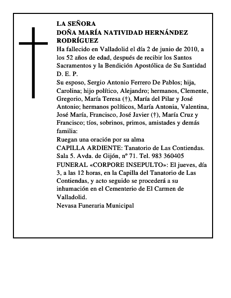 Doña María Natividad Hernández Rodríguez