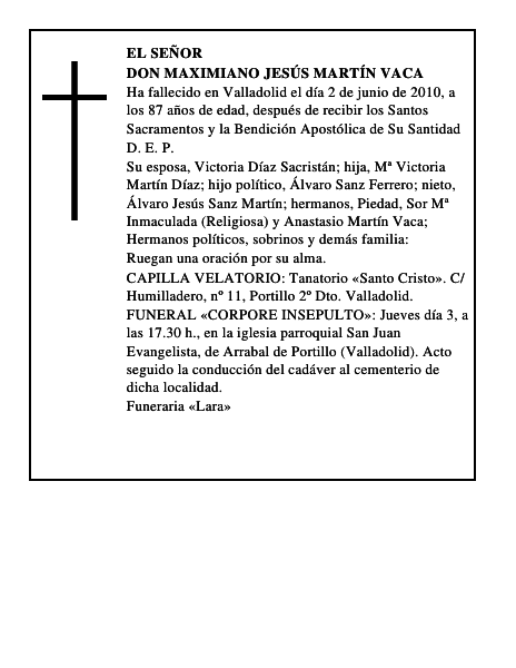 Don Maximiano Jesús Martín Vaca